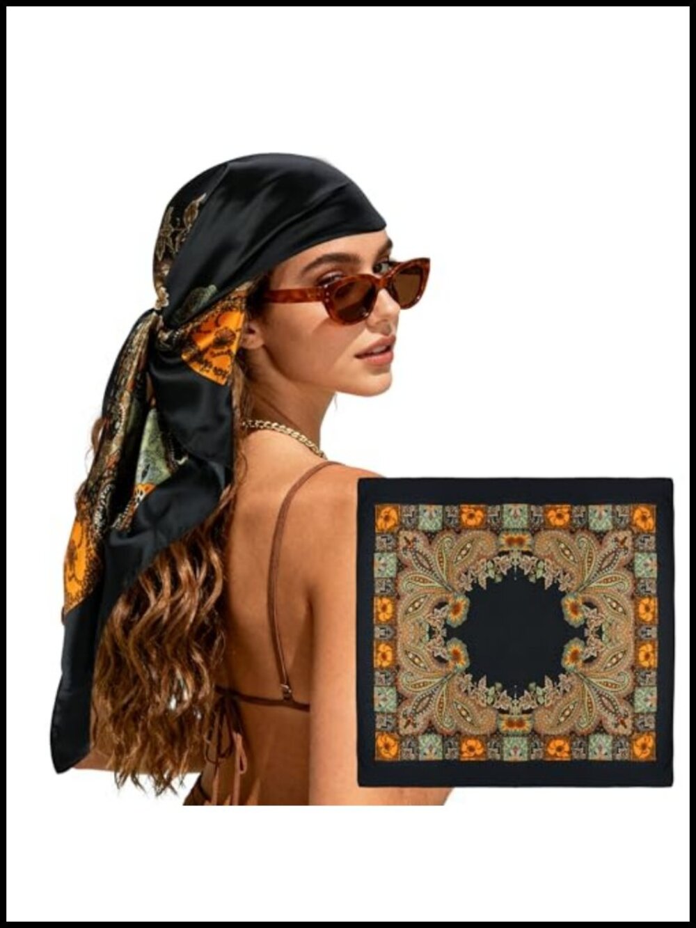 Satin Hair Scarf Women Large Head Wrap Bandana 35" Silk-Like